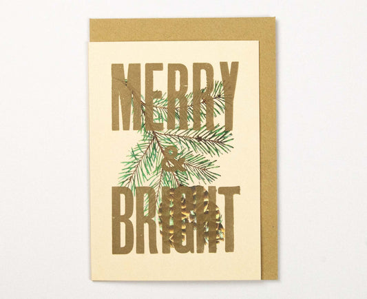 Merry & Bright Handmade Letterpress Christmas Card