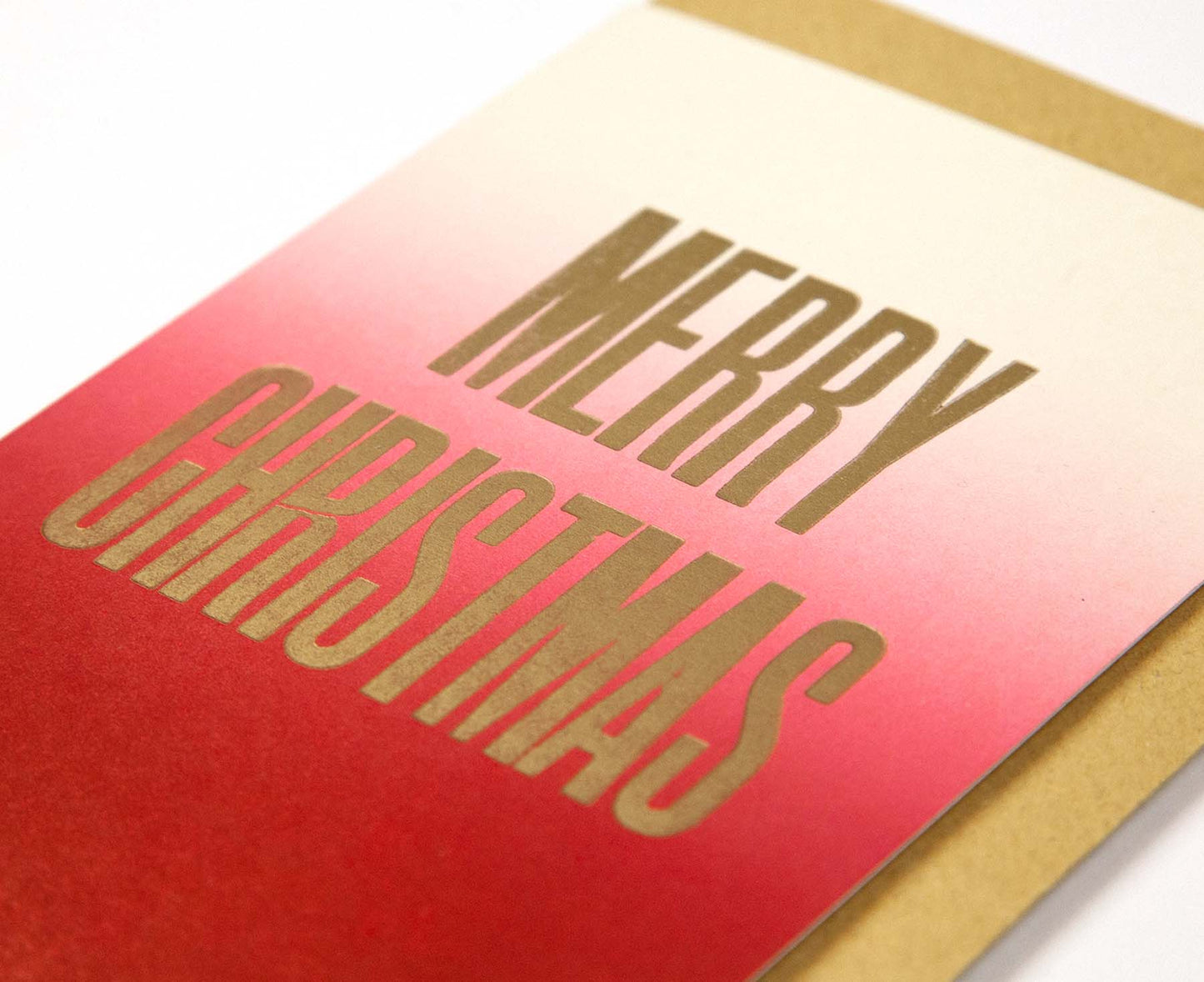Merry Christmas Red Handmade Letterpress Christmas Card