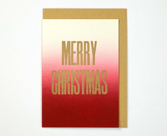 Merry Christmas Red Handmade Letterpress Christmas Card