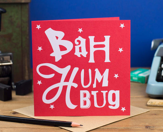 Bah Humbug Red Christmas card