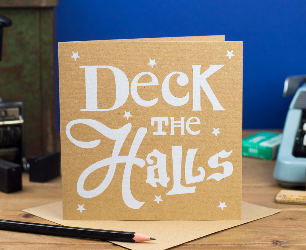 Deck The Halls Kraft Christmas card