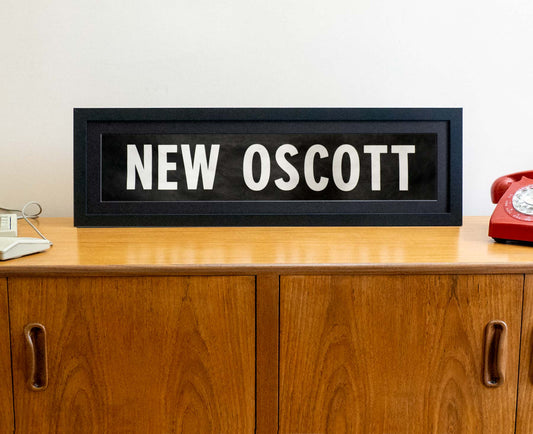 New Oscott 1980s framed original bus blind