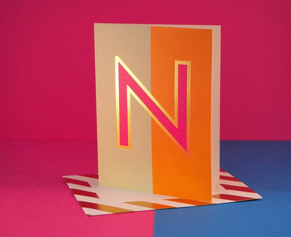 Nixie N foiled letter card