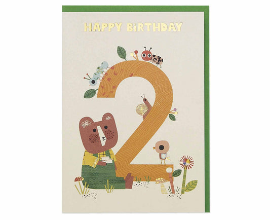 Cute Bear Second Birthday card