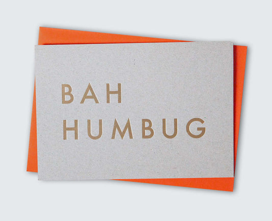 Bah Humbug Brass Foil Blocked Christmas Card