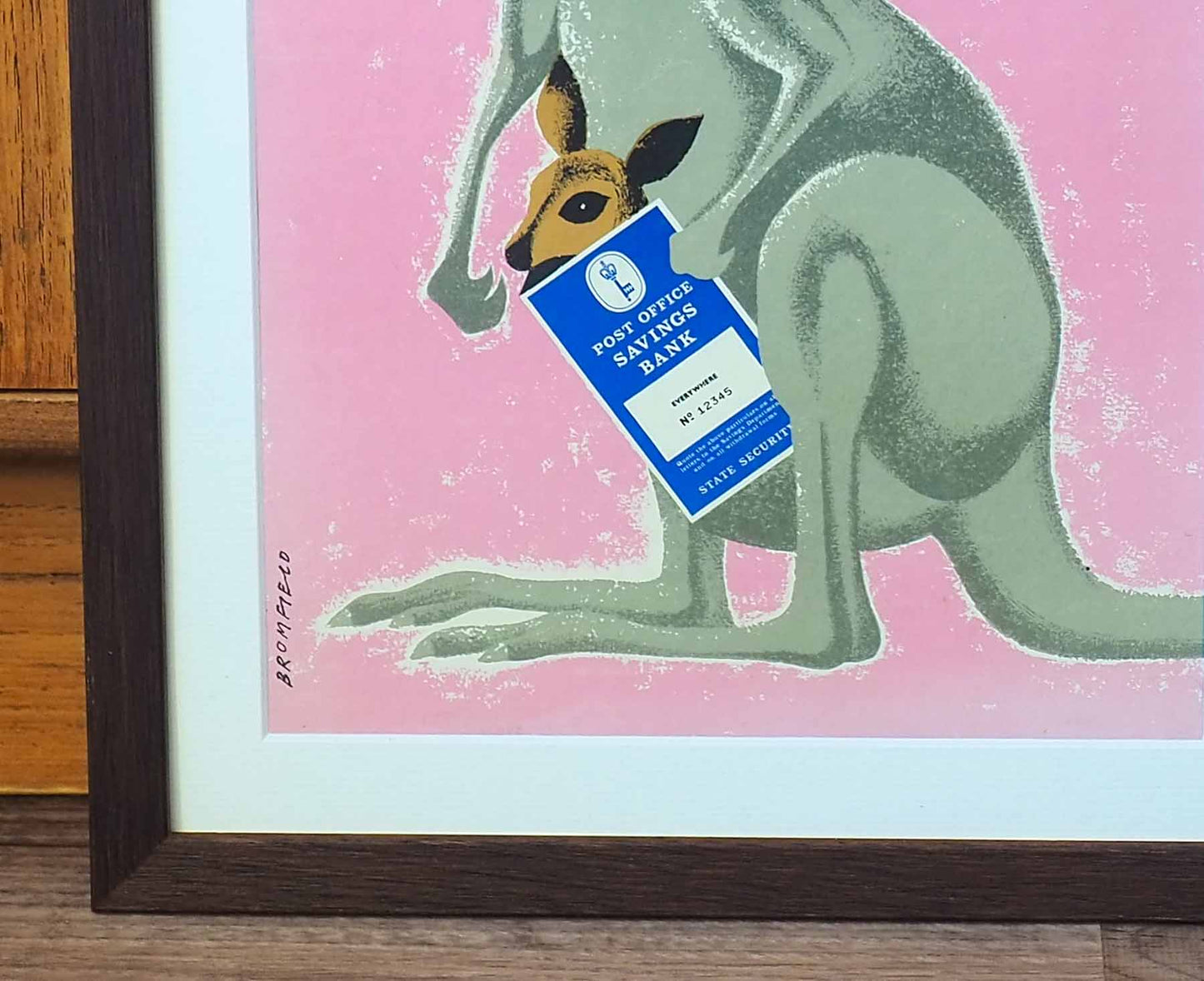 Post Office Kangaroo Framed 1960s Vintage Promotional Card