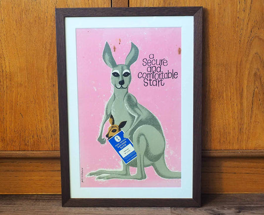 Post Office Kangaroo Framed 1960s Vintage Promotional Card