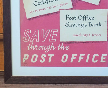 Post Office Savings Framed 1960s Vintage Promotional Card