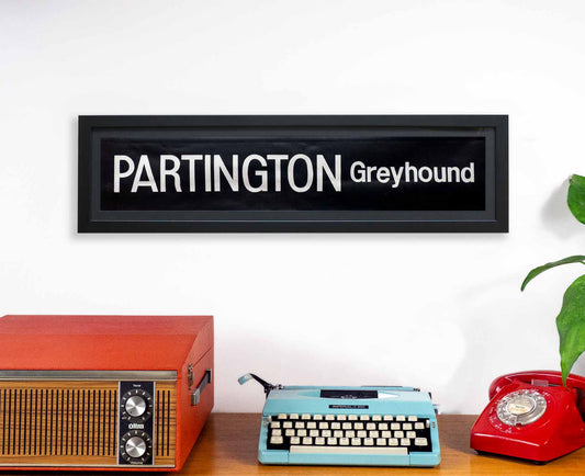 Partington Greyhound 1970s Framed Bus Blind