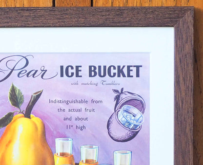 Pear Ice Bucket Framed 1960s Vintage Ad