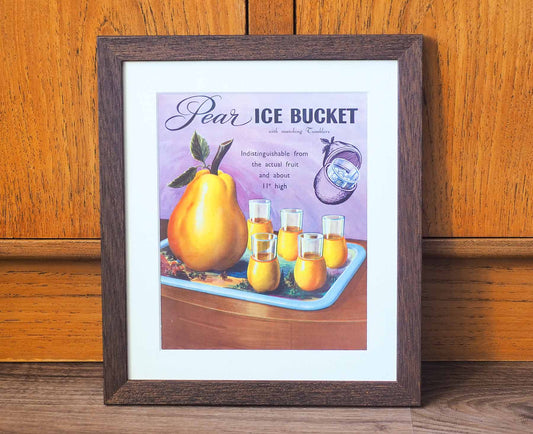 Pear Ice Bucket Framed 1960s Vintage Ad