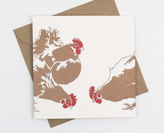 Three Hens Letterpress Christmas card