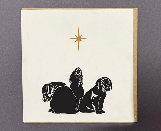 Three Wise Puppies Letterpress Christmas card