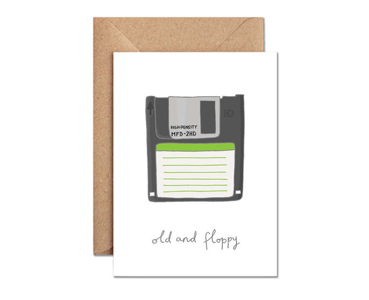 Old and Floppy Floppy Disc Birthday Card