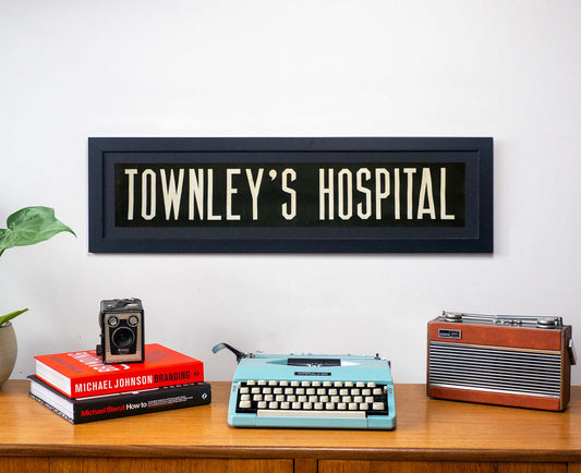 Townley's Hospital 1960s Framed Bus Blind