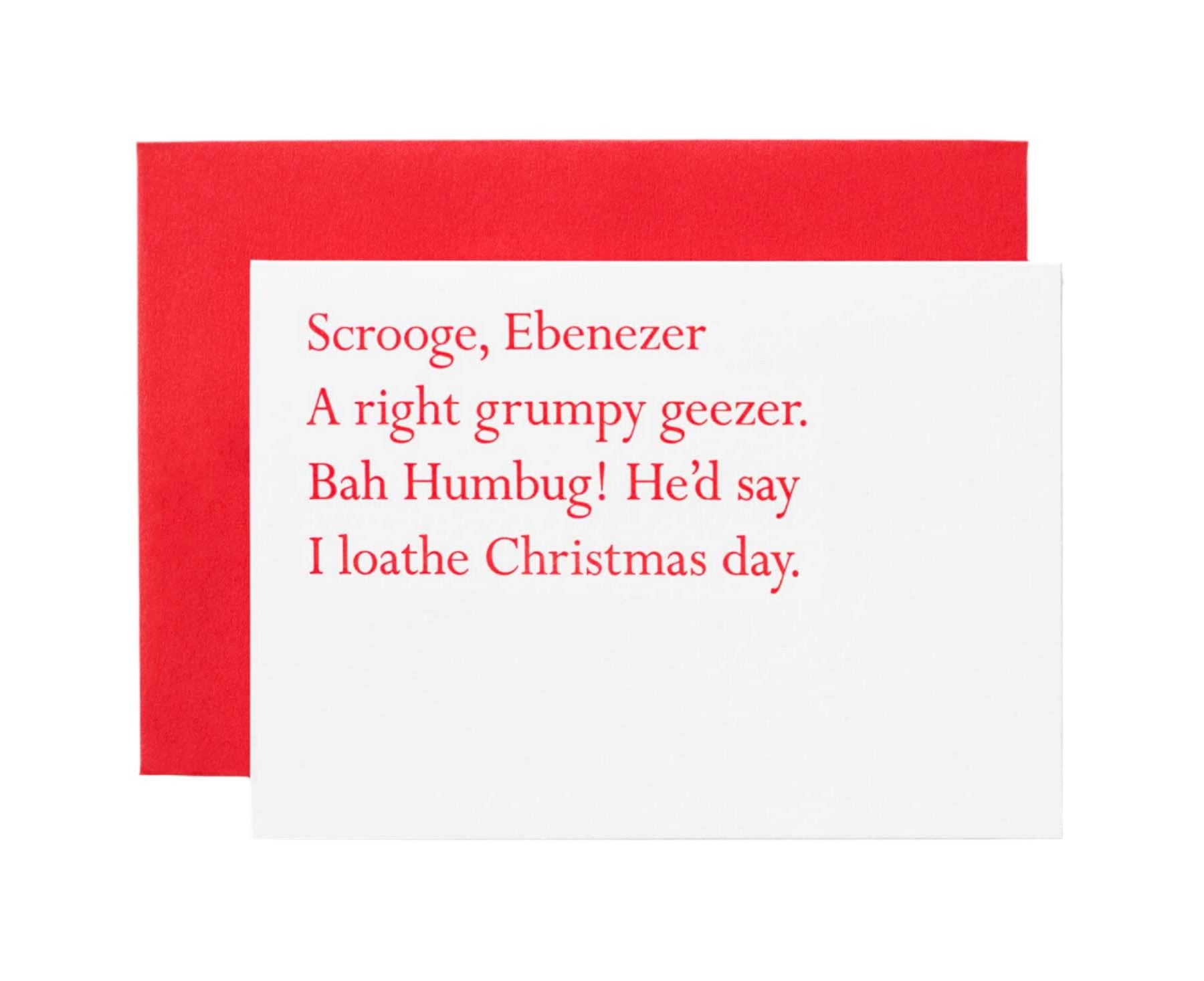 Scrooge Letters Scrooge Clerihew Christmas Card – The Letter Arty