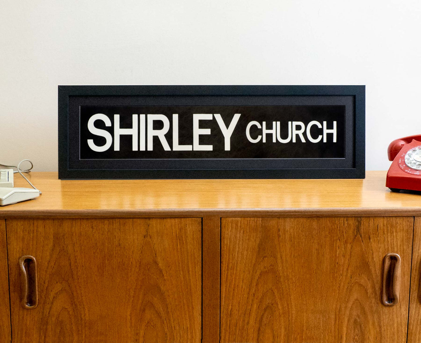 Shirley Church 1990s framed original bus blind
