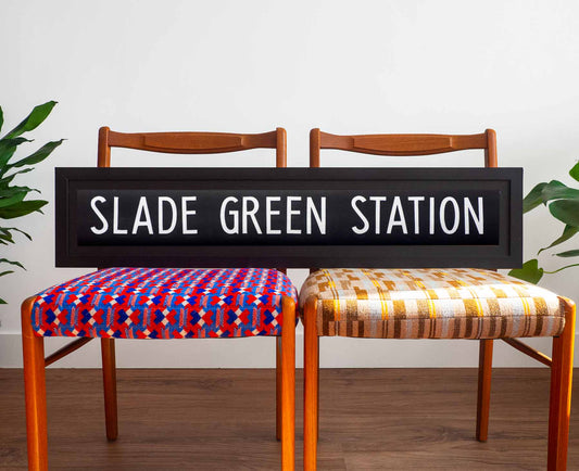 Slade Green Station Framed 1970s London Bus Blind