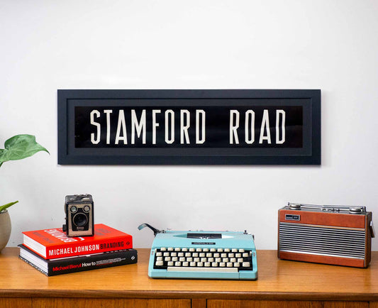 Stamford Road 1960s Framed Bus Blind