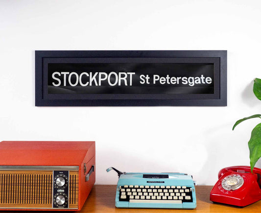 Stockport St Petersgate 1970s Framed Bus Blind