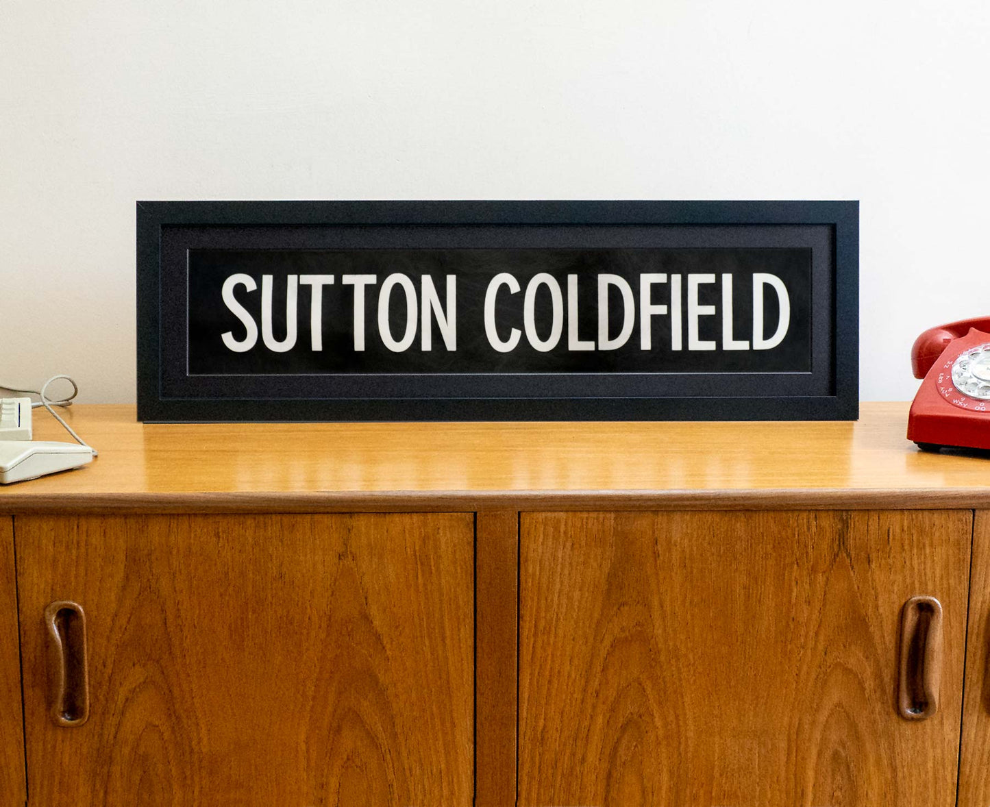 Sutton Coldfield 1980s framed original bus blind