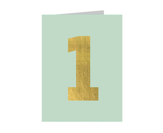 Number 1 Tiddly Gold Number Card Turquoise