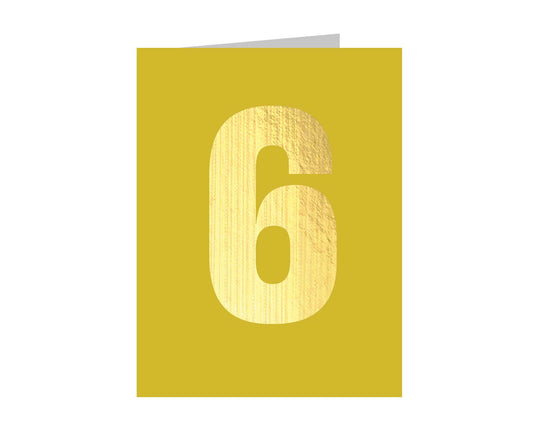 Number 6 Tiddly Gold Number Card Pale Mustard
