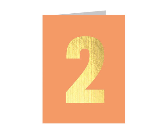 Number 2 Tiddly Gold Number Card Peachy Pink