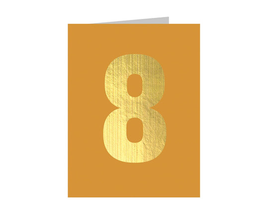 Number 8 Tiddly Gold Number Card Rust
