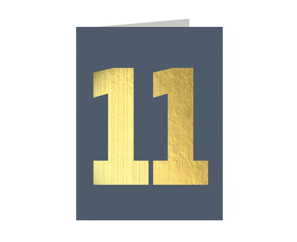 Number 11 Tiddly Gold Number Card Dark Purple