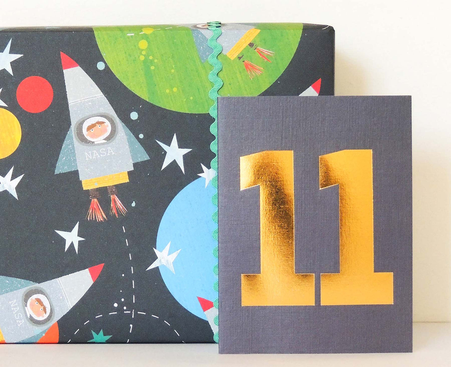 Number 11 Tiddly Gold Number Card Dark Purple