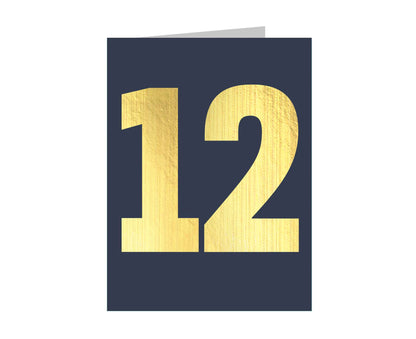 Number 12 Tiddly Gold Number Card Midnight Blue