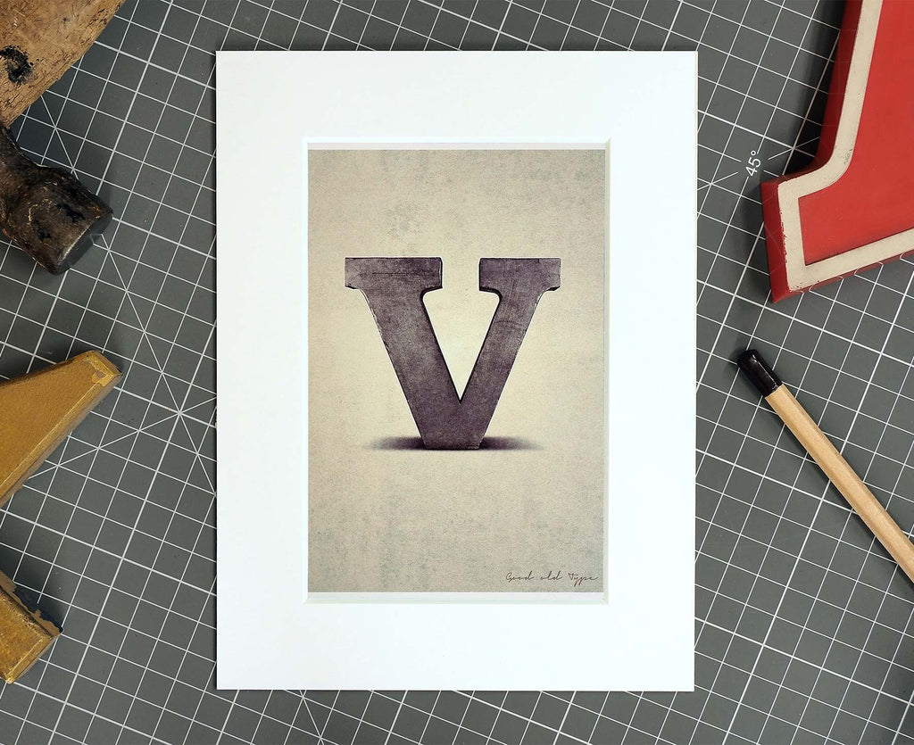 Letter V Salvaged Signage postcard