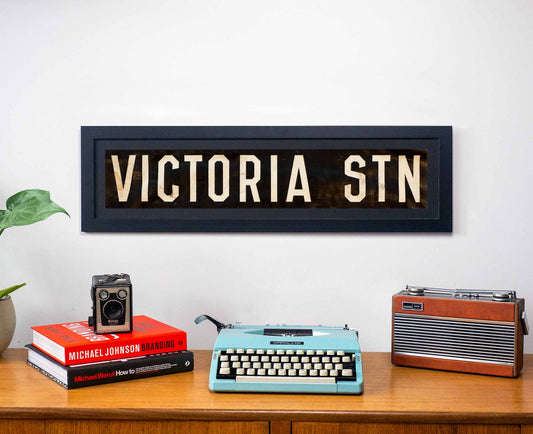 Victoria Station 1960s Framed Bus Blind