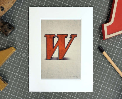 Letter W Salvaged Signage postcard
