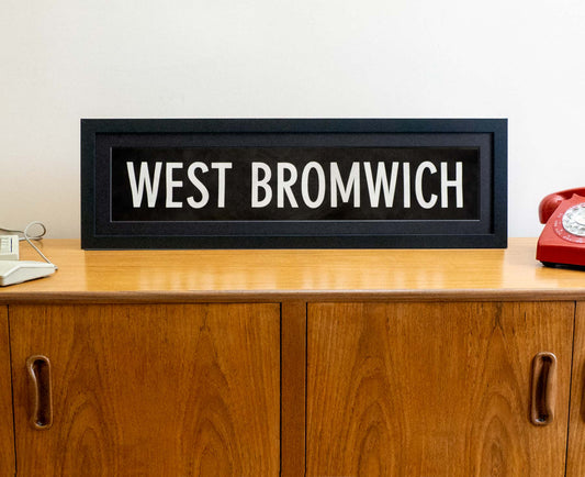 West Bromwich 1980s framed original bus blind