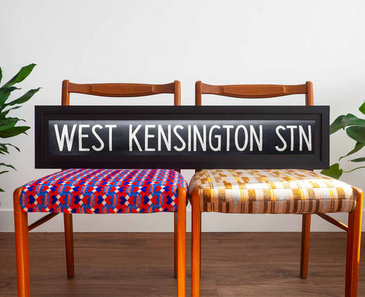 West Kensington Station 1970s Framed London Bus Blind