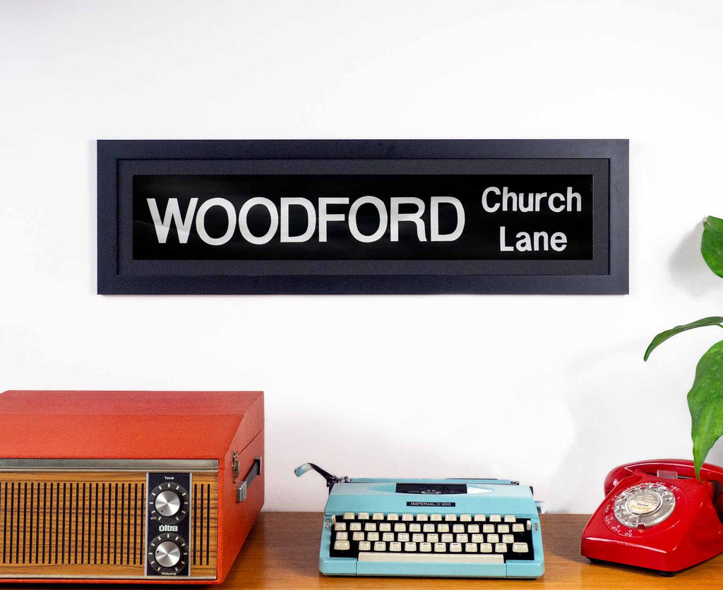 Woodford Church Lane 1970s Framed Bus Blind