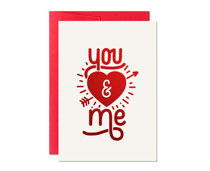 You & Me Glitter Foiled Valentines Card