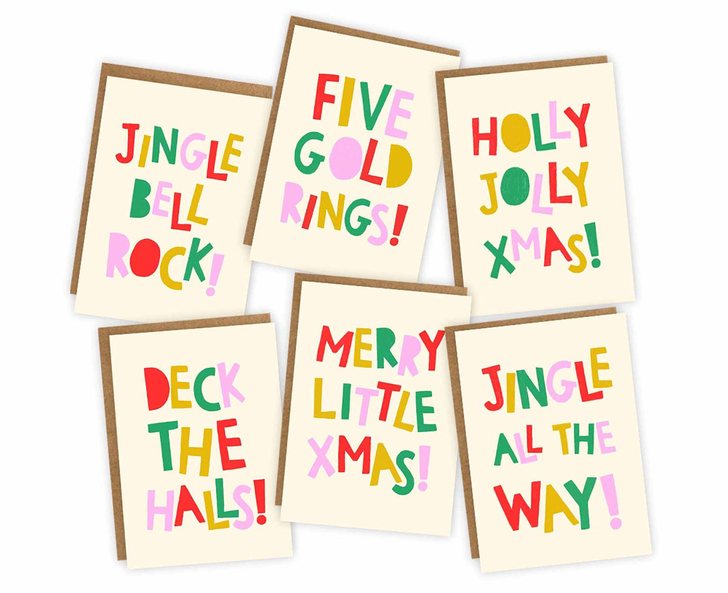 6 Pack of Mini Hand Lettered Christmas Cards