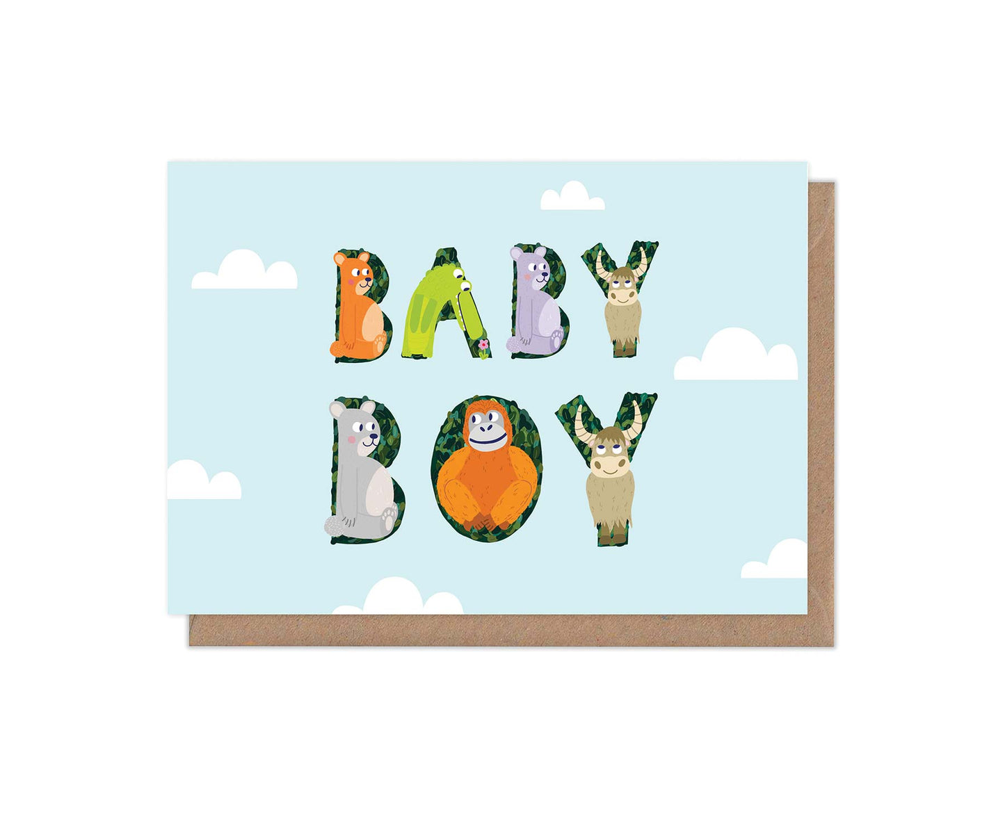 Animal Alphabet New Baby Boy Card
