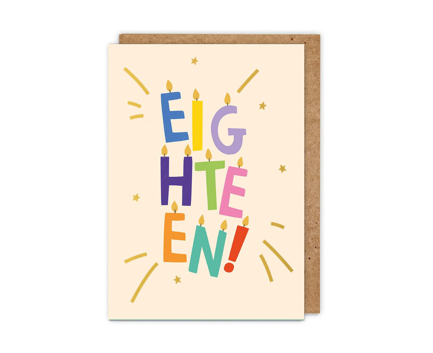 Gold Foiled Eighteen! Letter Candles Birthday Card