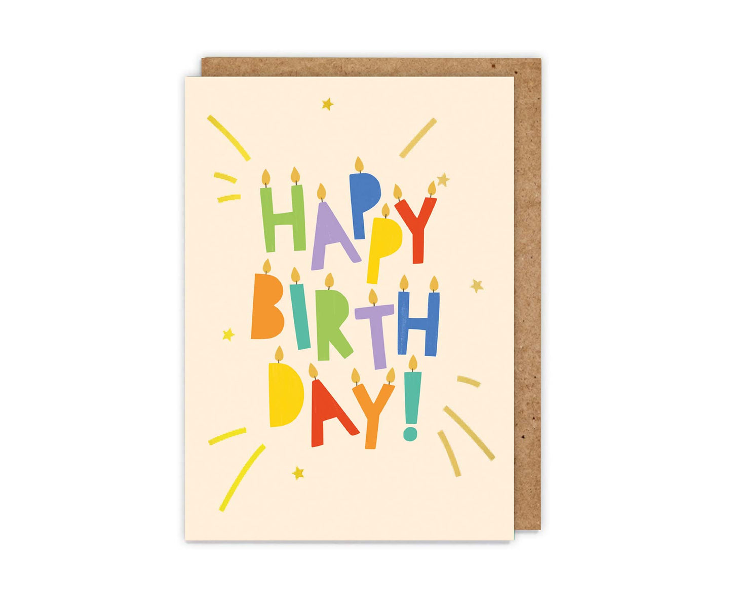 Gold Foiled Happy Birthday! Candle Letters Birthday Card