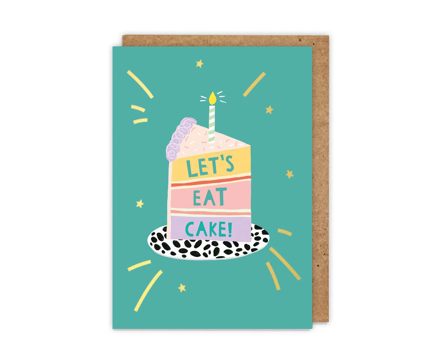Gold Foiled Let's Eat Cake! Birthday Card