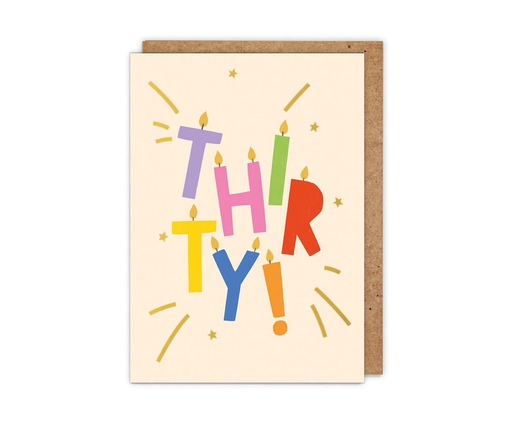 Gold Foiled Thirty! Letter Candles Birthday Card