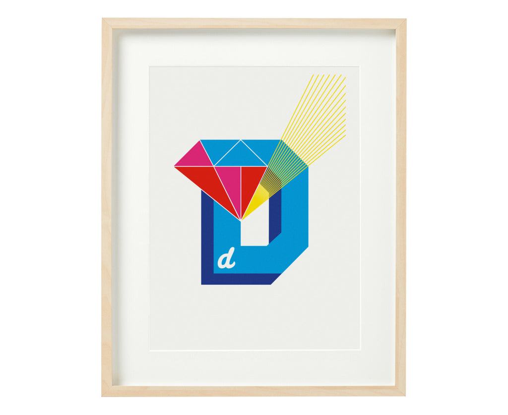 Letter D diamond print