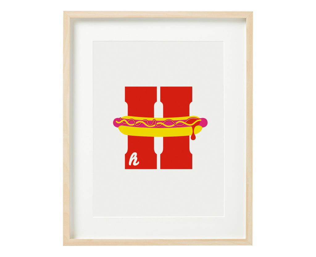 Letter H hotdog print