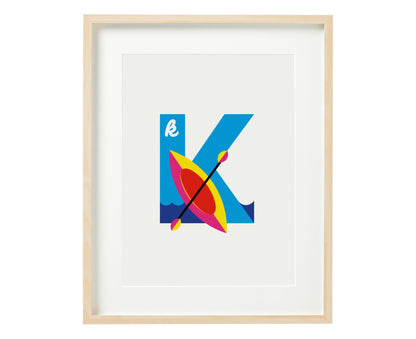 Letter K kayak print