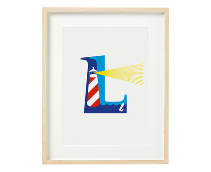 Letter L lighthouse print