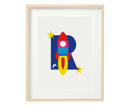 Letter R rocket print